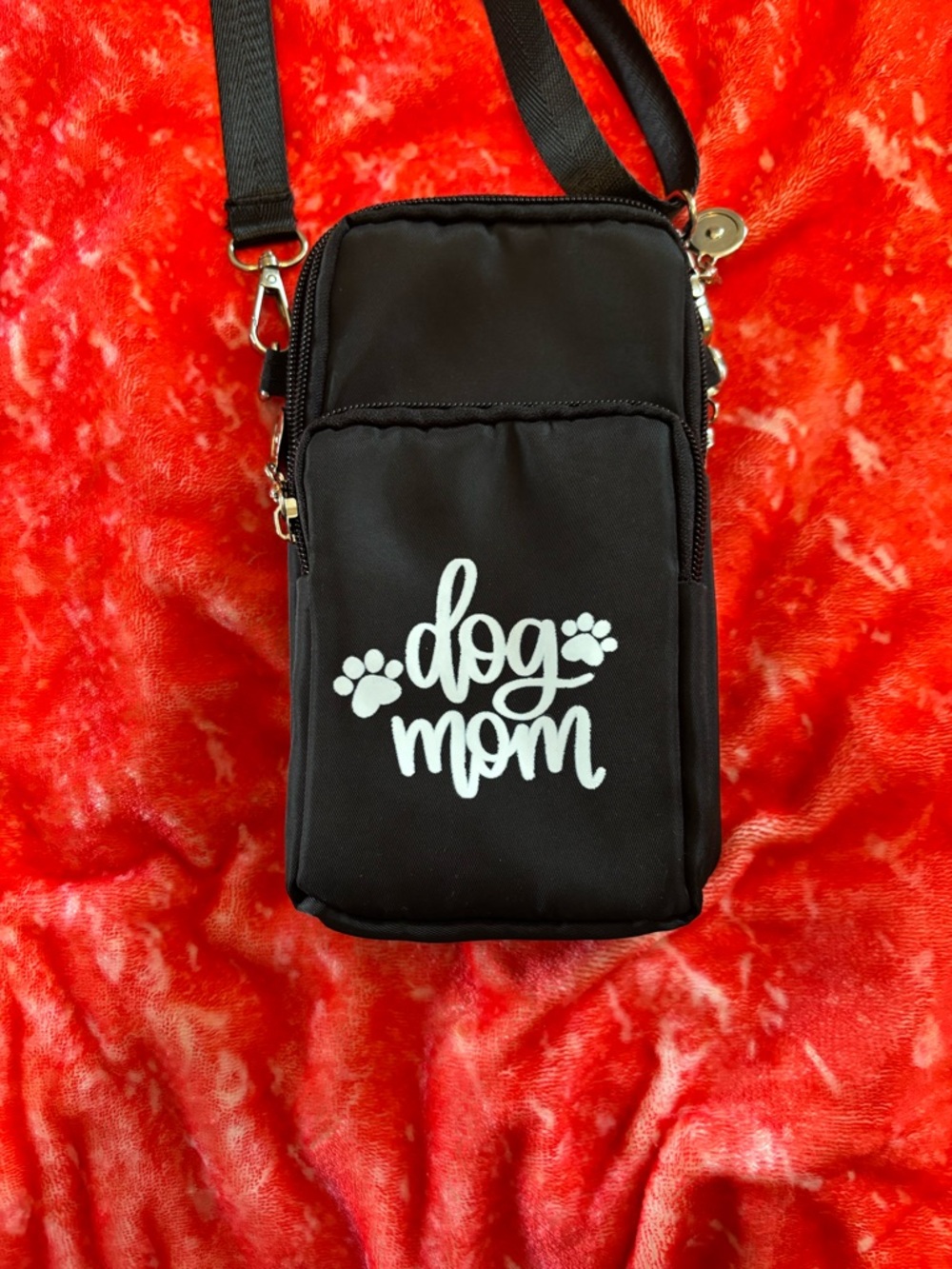 Dog Mom Crossbody Pouch – Black Hands-Free Organizer